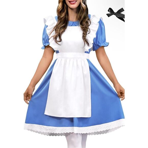 NEW Spadehill Blue White Princess Costume Dress Only L NO APRON - Picture 2 of 7